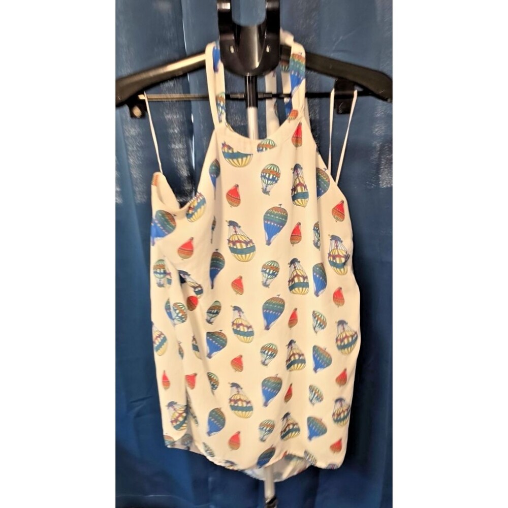 ModCloth White Halter Shirt Top Hot Air Ballon Plus Size 1X 18/20